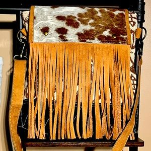 Olay Upcycled Cowhide Canvas Purse